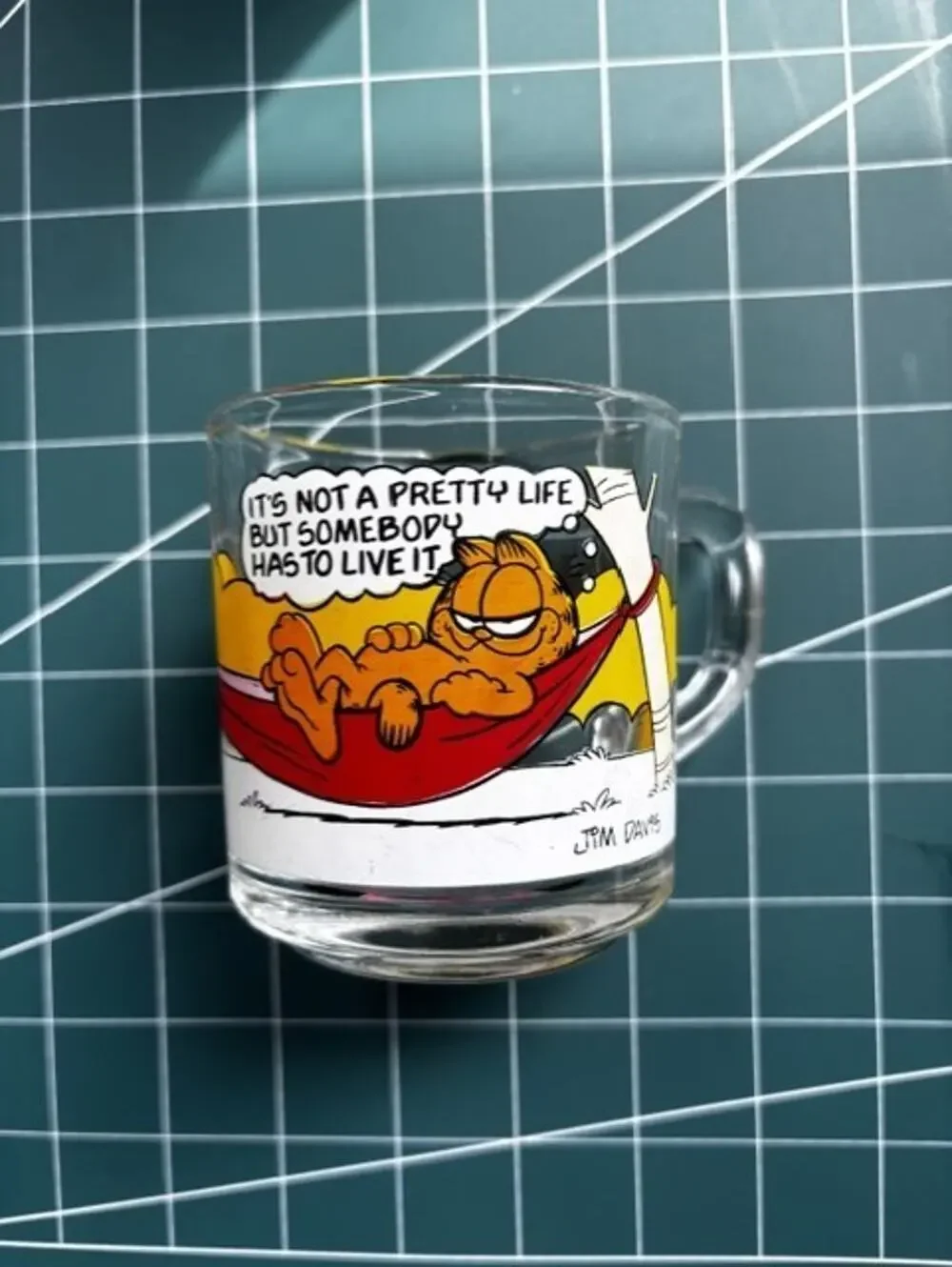 Vintage 1978 McDonalds Garfield Odie Glass Mug Hammock Jim Davis Coffee Cup